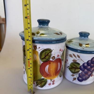 Sale Photo Thumbnail #94: Fruit-themed designs with lids: apple/pear, grapes, strawberries. No chips.