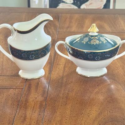 Sale Photo Thumbnail #74: Royal Doulton Carlyle pattern creamer and sugar container. Dimensions: Creamer 5”w x 3”d  Sugar 6.5”w x 4”d. In very good/excellent condition.
