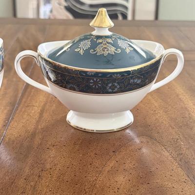 Sale Photo Thumbnail #76: Royal Doulton Carlyle pattern creamer and sugar container. Dimensions: Creamer 5”w x 3”d  Sugar 6.5”w x 4”d. In very good/excellent condition.