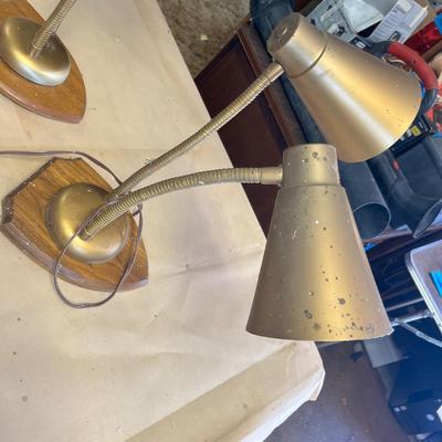 Lot 331 Vintage Early American Double Headed wall lamps