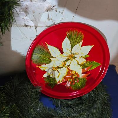 Huge Holiday Décor & Gift Lot – Linens, Lights, Tinsel Tree, Garland. classic red truck & More! All in a 65-quart Latch Box tote!