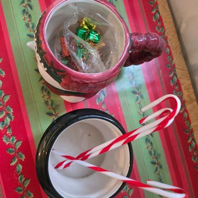 Huge Holiday Décor & Gift Lot – Linens, Lights, Tinsel Tree, Garland. classic red truck & More! All in a 65-quart Latch Box tote!