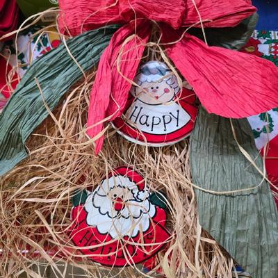 Huge Holiday Décor & Gift Lot – Linens, Lights, Tinsel Tree, Garland. classic red truck & More! All in a 65-quart Latch Box tote!