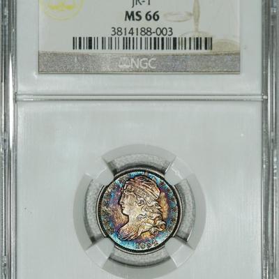1834 NGC MS66 Capped Bust Dime ***RARE!*** Beautiful natural toning & eye appeal