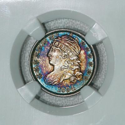 1834 NGC MS66 Capped Bust Dime ***RARE!*** Beautiful natural toning & eye appeal