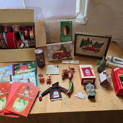 Christmas Craft & Decor Lot – Ribbons, Cards, Ornaments, Signs & More!