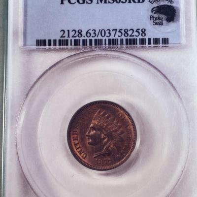 1877 Indian Head Cent PCGS MS63 RB