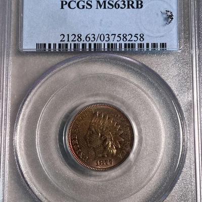 1877 Indian Head Cent PCGS MS63 RB