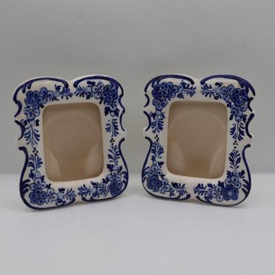 Delft Blue and White Hand Painted Ceramic Pottery Picture Frames