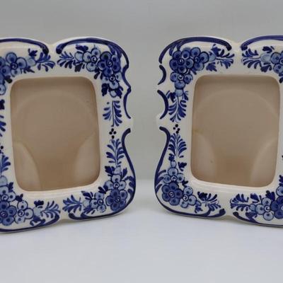 Delft Blue and White Hand Painted Ceramic Pottery Picture Frames