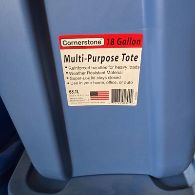 Set of 4 Large Blue Storage Totes – Stackable with Lids