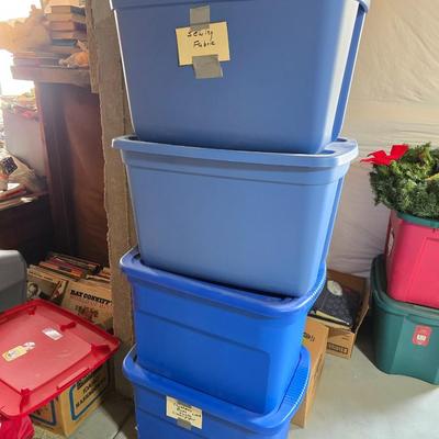Set of 4 Large Blue Storage Totes – Stackable with Lids