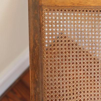 Antique Caned Oak Reclining Arm Chair (See Details)