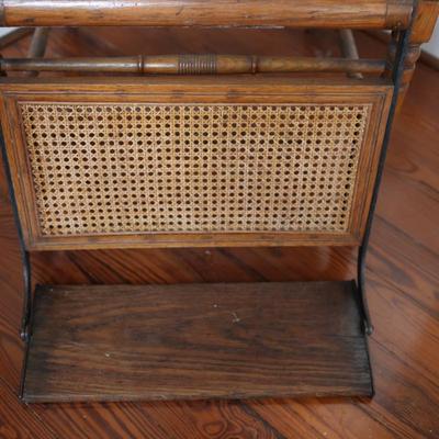 Antique Caned Oak Reclining Arm Chair (See Details)
