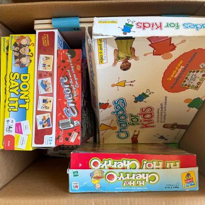 Sale Photo Thumbnail #157: Large bundle of family and kids’ board games including Codenames, Catan Junior, No Stress Chess, Pictionary Jr, and more. Gently used, some new in box.