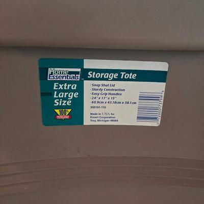 Set of 3 Extra-Large Storage Totes – Gray with Green Lids