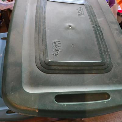 Set of 3 Extra-Large Storage Totes – Gray with Green Lids