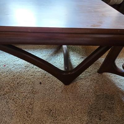 Vintage Mersman Coffee & End Table Set – Mid-Century Modern Style with ceramic lamp and shade