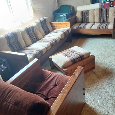 Wood Frame Sofa, Loveseat, Chair & Ottoman Set – Southwestern Upholstery - COMPLETE LIVINGROOM!