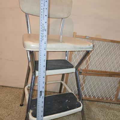 Vintage Cosco Step Stools – Pair of Retro Chrome Kitchen Chairs + Bonus Gate
