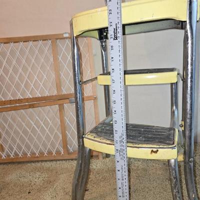Vintage Cosco Step Stools – Pair of Retro Chrome Kitchen Chairs + Bonus Gate