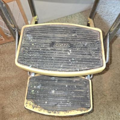 Vintage Cosco Step Stools – Pair of Retro Chrome Kitchen Chairs + Bonus Gate