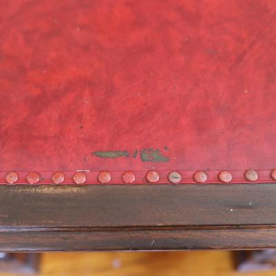 Antique Partner Desk with Red Tooled Leather Top
