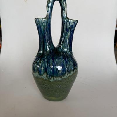 Sale Photo Thumbnail #274: Stunning dual-spouted ceramic vase in rich blue and green hues. Beautiful decorative statement piece.