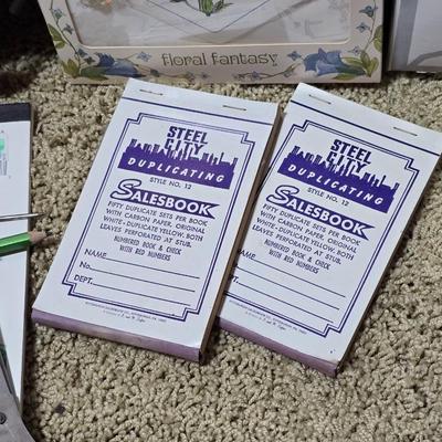 Office, Art & Craft Supply Lot – Paper Goods, Clock, Drawing Pad & More