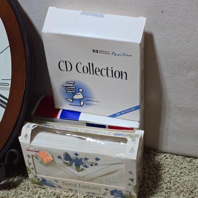 Office, Art & Craft Supply Lot – Paper Goods, Clock, Drawing Pad & More