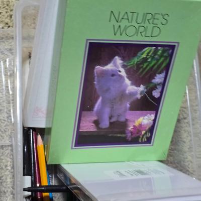 Office, Art & Craft Supply Lot – Paper Goods, Clock, Drawing Pad & More