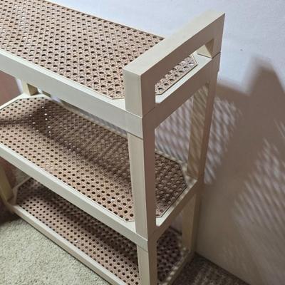 Vintage Pink Hamper with Rag Towels + 3-Tier Utility Shelf and folding card table
