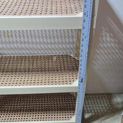 Vintage Pink Hamper with Rag Towels + 3-Tier Utility Shelf and folding card table