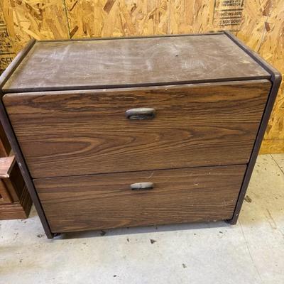 Sale Photo Thumbnail #346: Vintage Woodgrain Metal File Cabinet (2-Drawer)