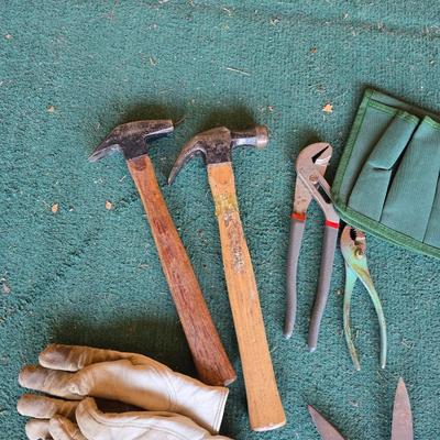 Mixed Tool & Garden Supply Lot – Gloves, Hammers, Stakes & More
