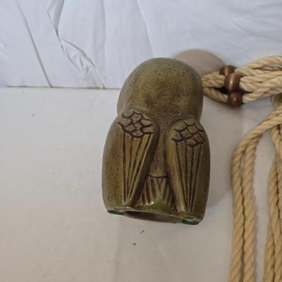 Vintage Home Decor Lot – Owl Bank, Wall Clock, Nautical Weather Set & Macrame