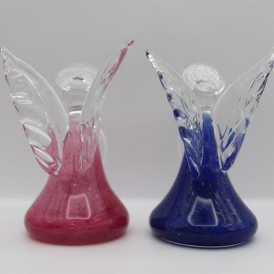 Handblown Vintage Blue & Pink Angels