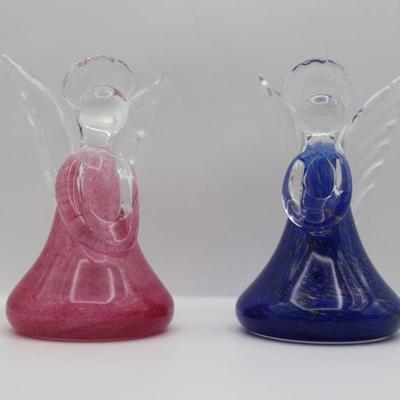 Handblown Vintage Blue & Pink Angels