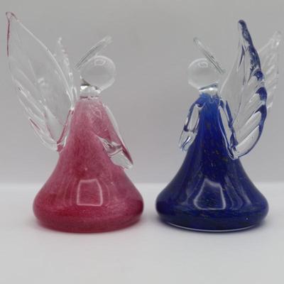 Handblown Vintage Blue & Pink Angels