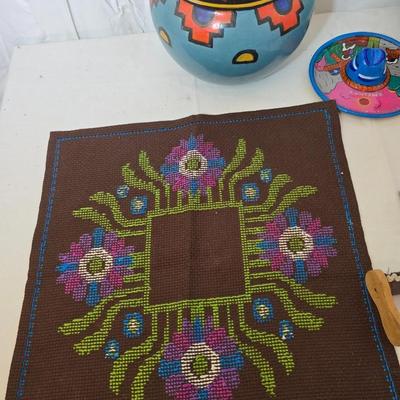 Mexican Folk Art & Decor Lot – Planters, Marionette, Textile & More