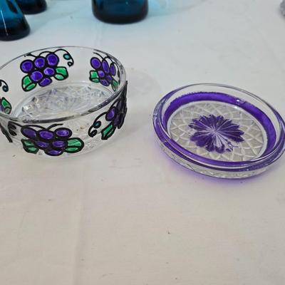 Glass & Metal Decor Lot – Blue Glass, Crystal Dishes, Silverplate & More