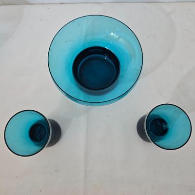 Glass & Metal Decor Lot – Blue Glass, Crystal Dishes, Silverplate & More