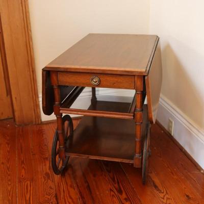 Baker Furniture Mahogany Drop-Leaf Tea Cart (See Details)
