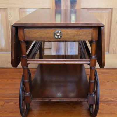 Baker Furniture Mahogany Drop-Leaf Tea Cart (See Details)