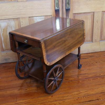 Baker Furniture Mahogany Drop-Leaf Tea Cart (See Details)