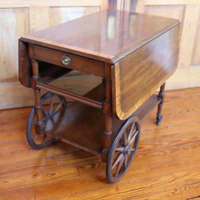 Baker Furniture Mahogany Drop-Leaf Tea Cart (See Details)