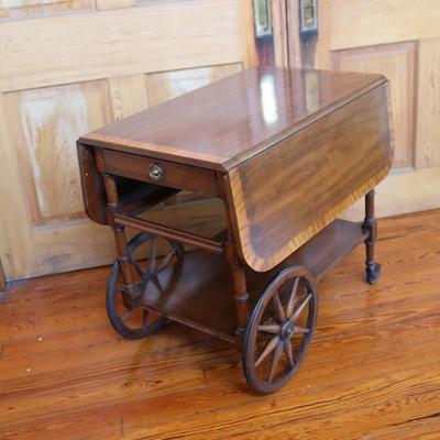 Baker Furniture Mahogany Drop-Leaf Tea Cart (See Details)