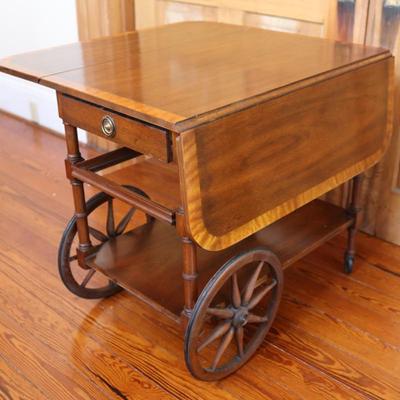 Baker Furniture Mahogany Drop-Leaf Tea Cart (See Details)