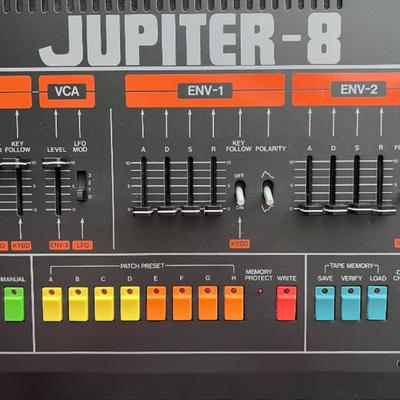 Sale Photo Thumbnail #32: Selling my Roland Jupiter-8, all original and in near-mint condition. I purchased this legendary synth from Rosen Sound in 2015, and it’s been kept in my personal studio ever since. This is the cleanest Jupiter-8 you’ll find—zero color fade and just