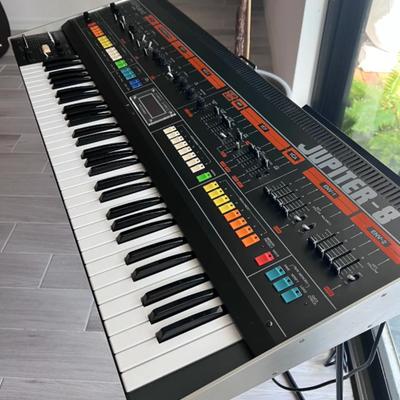Sale Photo Thumbnail #27: Selling my Roland Jupiter-8, all original and in near-mint condition. I purchased this legendary synth from Rosen Sound in 2015, and it’s been kept in my personal studio ever since. This is the cleanest Jupiter-8 you’ll find—zero color fade and just